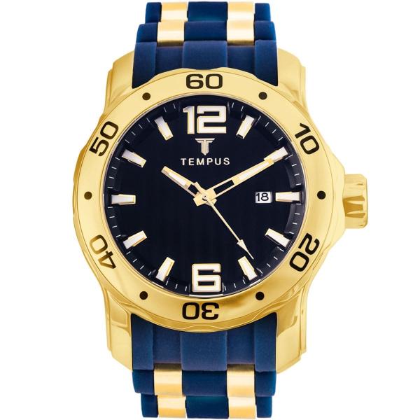 Relógio Masculino Tempus ZW30367A Classic Steel Gold Blue