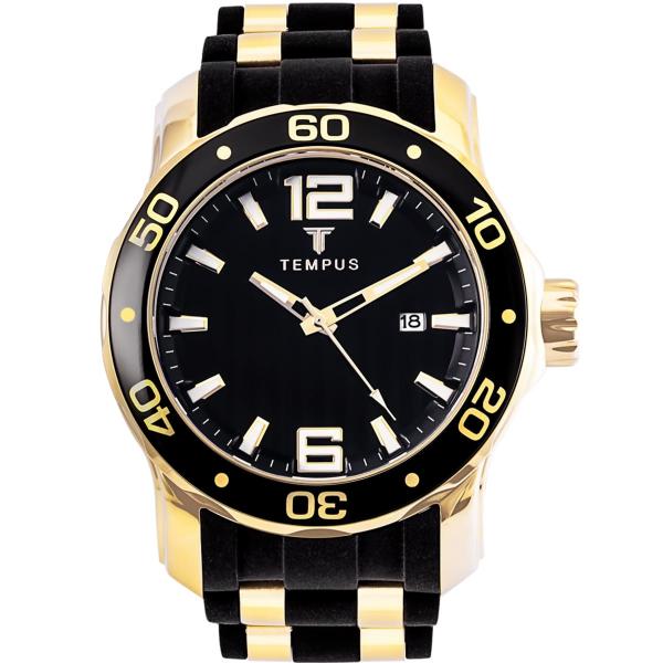 Relógio Masculino Tempus ZW30367U Classic Steel Gold Black