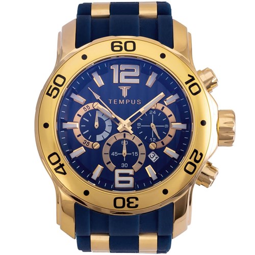 Relógio Masculino Tempus Zw30376a Gold Blue