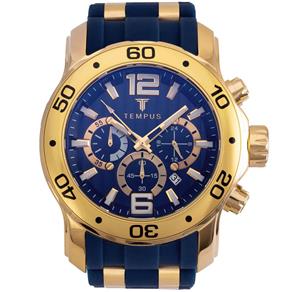 Relógio Masculino Tempus ZW30376A Steel Gold Blue