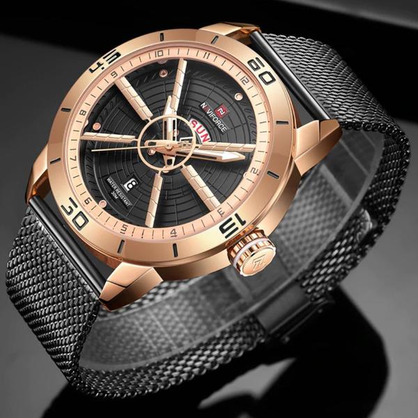 Relógio Masculino Top Esportivo Militar Rose Gold Black - Naviforce