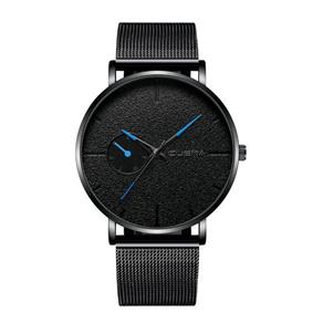Relógio Masculino Total Black Malha De Aço Azul