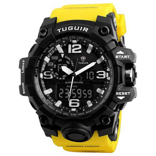 Relógio Masculino Tuguir Anadigi Tg1155 Preto e Amarelo