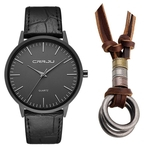 Relógio Masculino Ultra Fino Social Luxo + Colar Dois Anéis