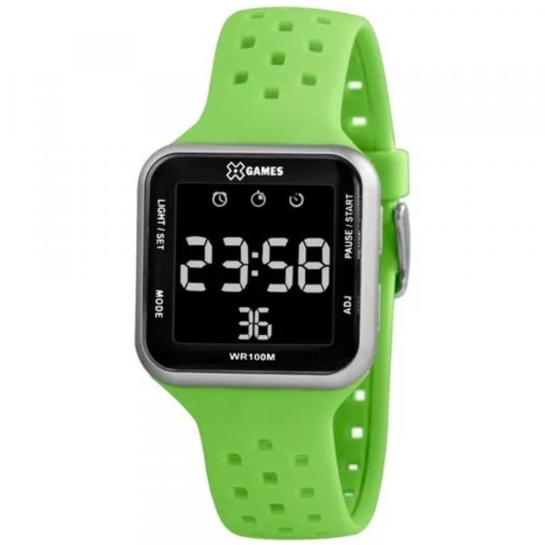 Relógio Masculino Verde e Prata X-GAMES Digital Silicone