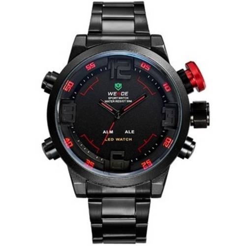 Relógio Masculino Weide Anadigi Casual Vermelho Wh-2309b