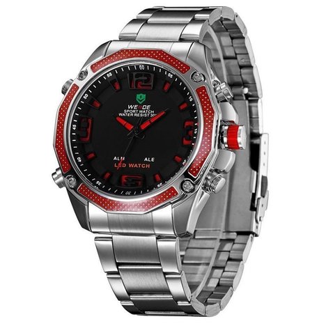 Relogio Masculino Weide Anadigi Esporte Vermelho Wh-2306