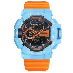 Relógio Masculino Weide AnaDigi Wa3J8002 - Azul e Laranja