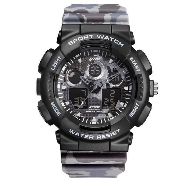 Relogio Masculino Weide AnaDigi WA3J8003 Preto e Cinza Camuflado