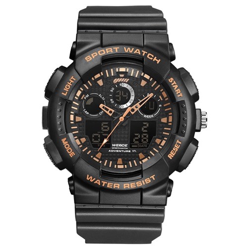 Relógio Masculino Weide Anadigi Wa3j8003 - Preto e Doura