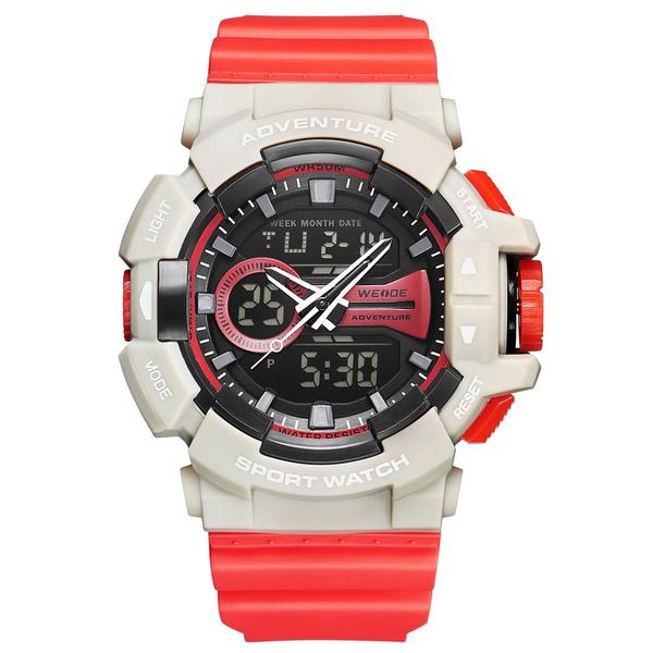 Relógio Masculino Weide AnaDigi WA3J8002 Vermelho e Branco Gelo