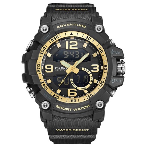 Relógio Masculino Weide Anadigi Wa3j8001 - Preto e Dourado