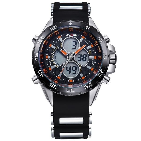 Relógio Masculino Weide Anadigi WH-1103 Preto e Laranja