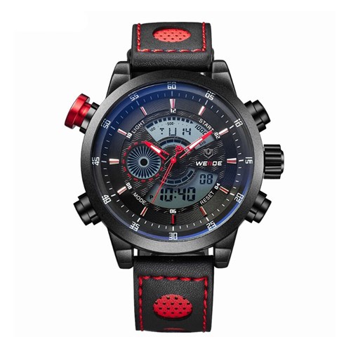 Relógio Masculino Weide Anadigi WH-3401-C Preto e Vermelho