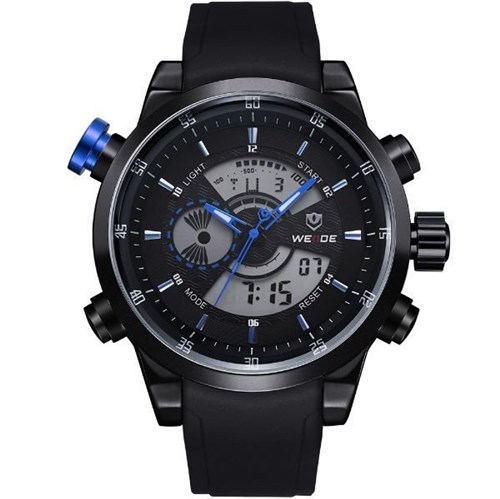 Relógio Masculino Weide Anadigi WH-3401 Preto e Azul