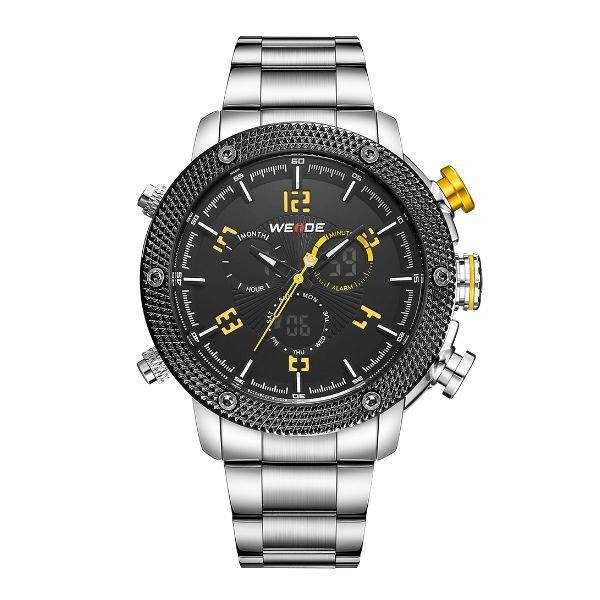 Relógio Masculino Weide AnaDigi WH-5206 - Prata, Preto e Amarelo