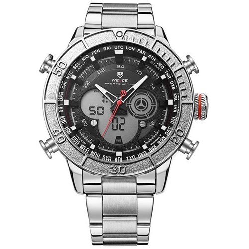 Relógio Masculino Weide Anadigi WH-6308 Prata