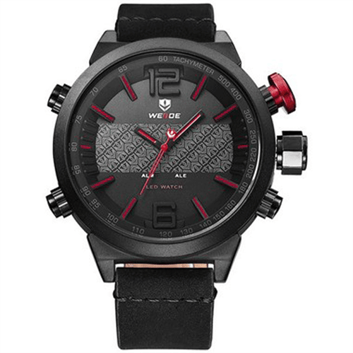 Relógio Masculino Weide Anadigi WH-6101 Preto e Vermelho