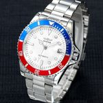 Relógio Masculino Winner Automatic Submariner Prata Fundo Branco