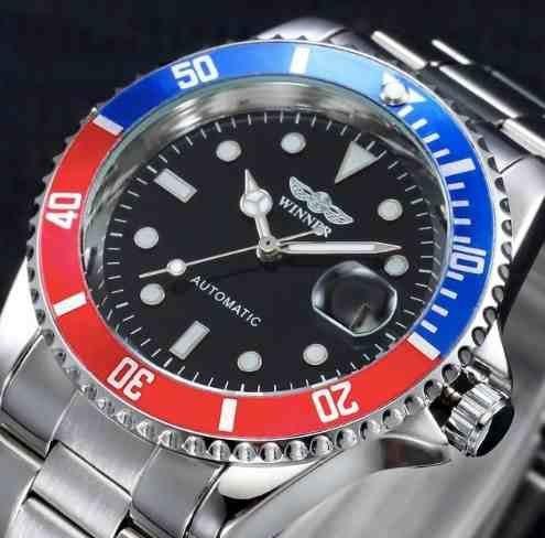 Relógio Masculino Winner Automatic Submariner Prata