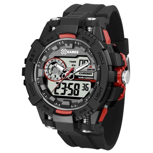 Relógio Masculino X-Games Anadigi Xmppa237 Bxpx Preto/Vermelho