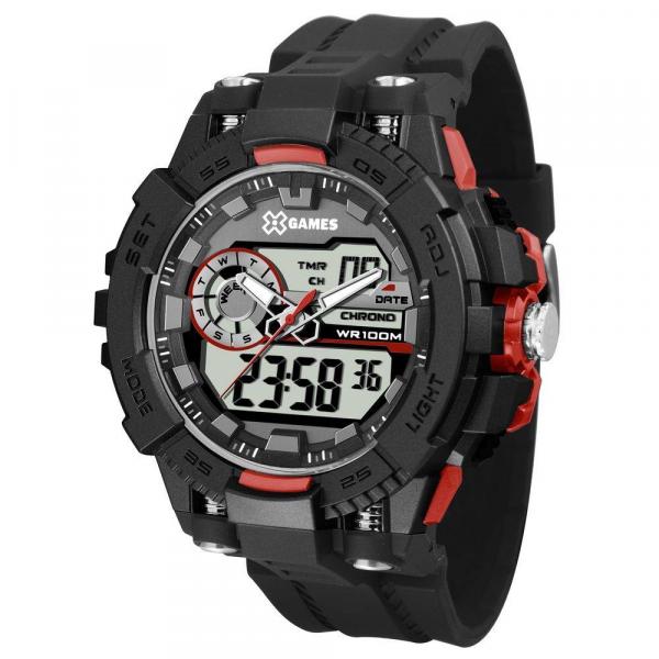 Relógio Masculino X-Games Anadigi XMPPA237 BXPX Preto/Vermelho