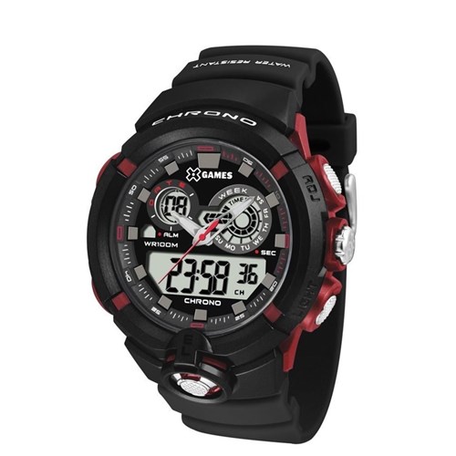 Relógio Masculino X-Games Anadigi Xmppa239 Bxpx Preto/Vermelho