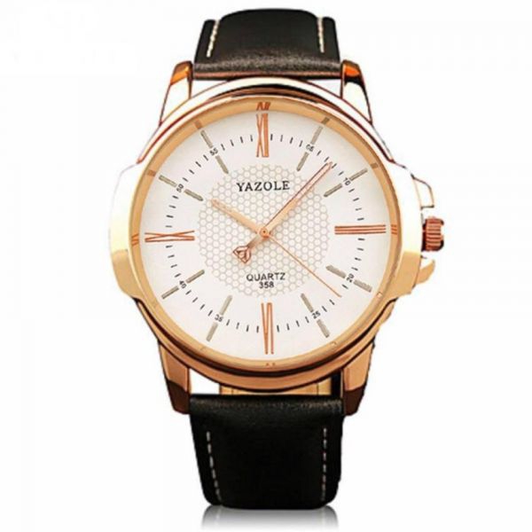 Relógio Masculino Yazole 358 Pulseira Couro Preta