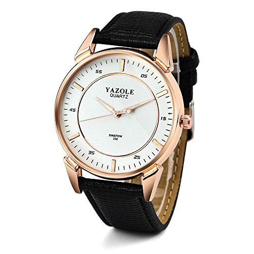 Relógio Masculino Yazole 398 Pulseira em Couro Marrom