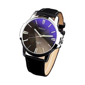 Relógio Masculino Yazole 332 Black Pulseira em Couro