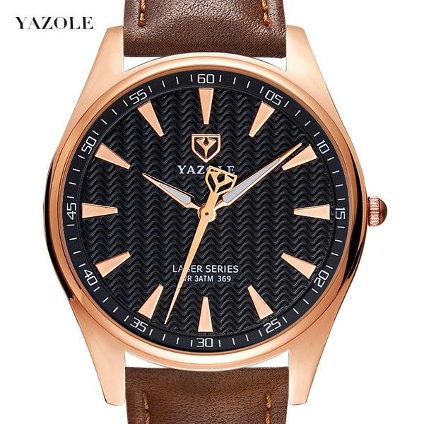 Relógio Masculino Yazole Laser Series Pulseira em Couro Marrom