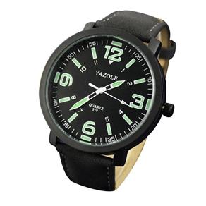 Relógio Masculino Yazole Sport Pulseira Couro Preto