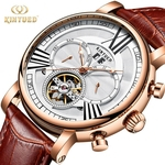 Relógio Masculinode Couro Tourbillon J023 KINYUED - 60