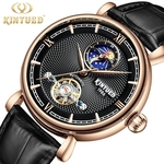 Relógio Masculinode Couro Tourbillon J031 KINYUED - 60