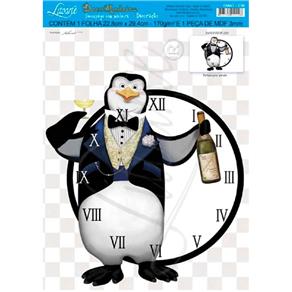 Relógio MDF Decoupage Pinguim DMA1036 Litoarte