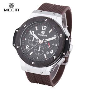 Relógio MEGIR 3002G com Pulseira de Silicone (Marrom e Preto)