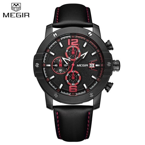 Relógio Megir - M2046 (Preto e Vermelho)