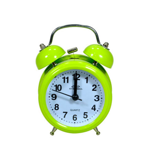 Relógio Mesa Despertador Verde Analógico Retro Tic Tac Sino