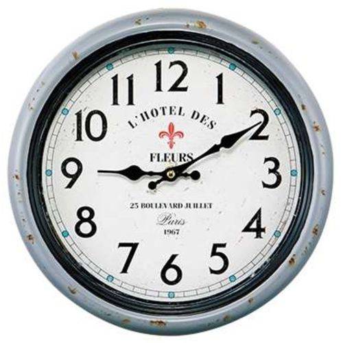 Relógio Metal Cinza - L´hotel Des Fleurs - 30 Cm