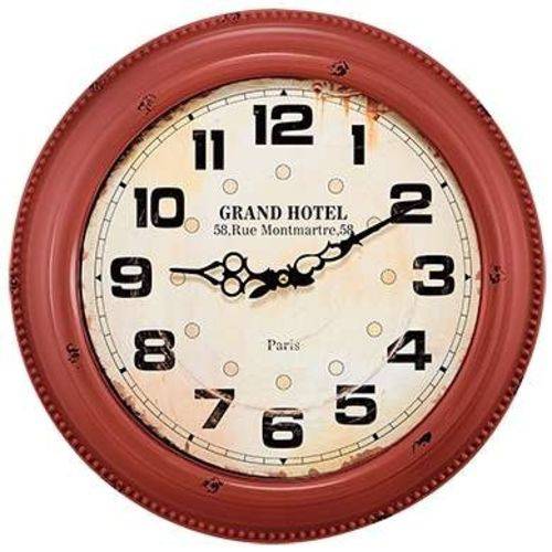 Relógio Metal Vermelho Montmartre - 42 Cm
