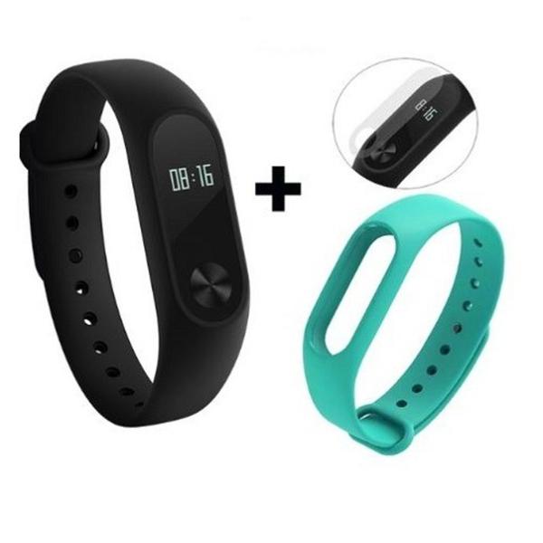 Relógio Mi Band 2 Smartwach Preto + 1 Pulseira Azul + Película - Xiaomi