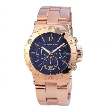 Relógio Michael Kors Bel Aire Mk5410 Rose Fundo Azul