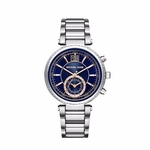 Relógio Michael Kors Cronógrafo Sawyer Blue Analógico Feminino Mk6224/1an Aço Diâmetro 39mm