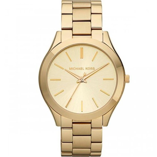 Relógio Michael Kors Dourado Slim Runway Omk3179/Z