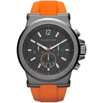 Relógio Michael Kors Dylan Chronograph Gunmetal Dial Laranja Rubber 48mm