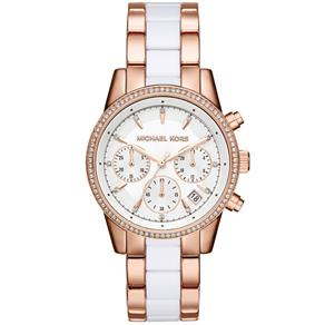 Relógio Michael Kors Feminino Ritz Rosé e Branco Cronógrafo MK6324/5BN