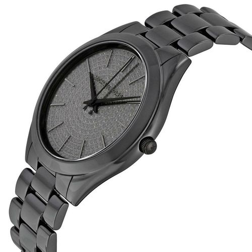 Relógio Michael Kors MK3449 Preto Slim Runway Preto Ceramic Glitz Pave Dial 42mm