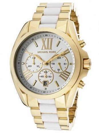 Relógio Michael Kors Mk5743 Bradshaw Dourado Branco