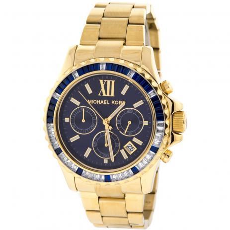 Relógio Michael Kors Mk5754 Everest Dourado Azul