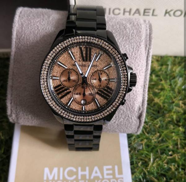 Relogio Michael Kors Mk5879 Black Rose Crystal Original